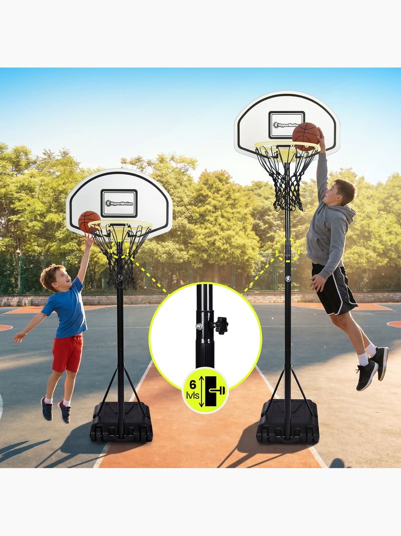 Canasta baloncesto infantil ajustable 165-215 cm con ruedas y soporte balón HyperMotion Negro - Kiabi