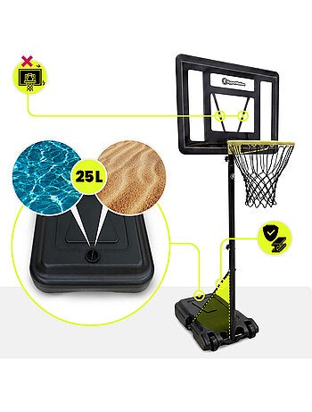 Canasta baloncesto infantil ajustable 165-215 cm tablero 82x58 cm HyperMotion