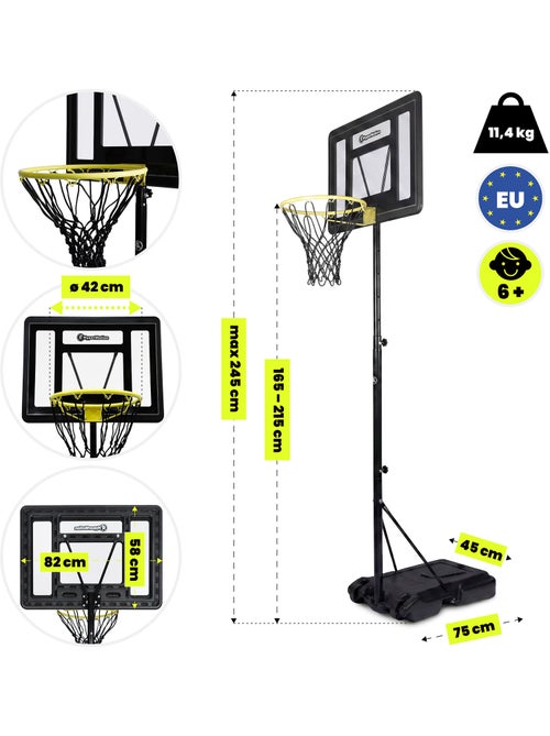 Canasta baloncesto infantil ajustable 165-215 cm tablero 82x58 cm HyperMotion - Kiabi
