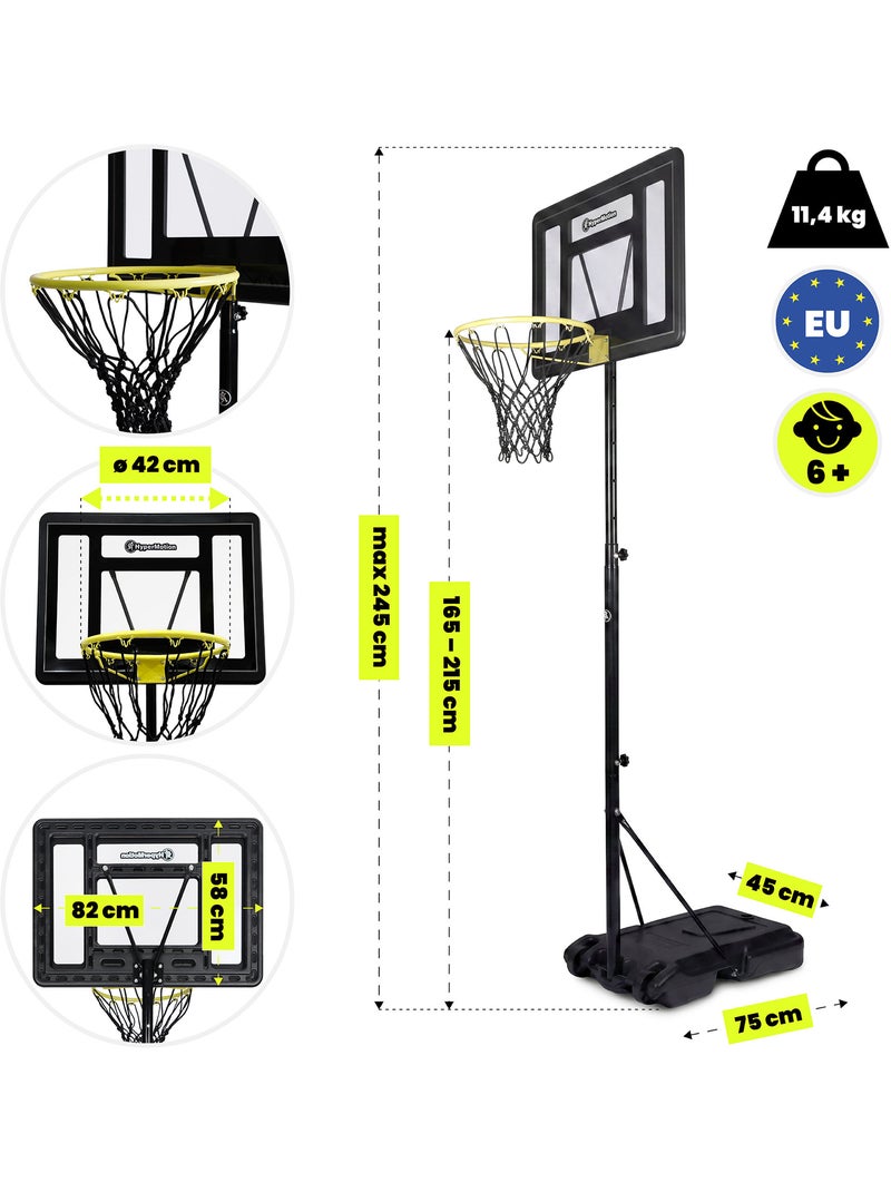 Canasta baloncesto infantil ajustable 165-215 cm tablero 82x58 cm HyperMotion Negro - Kiabi