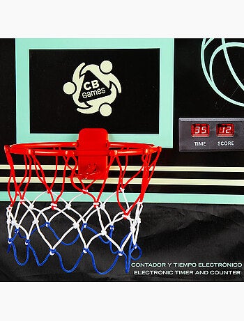 Canasta de baloncesto con estructura de retorno y marcador electrónico cb games