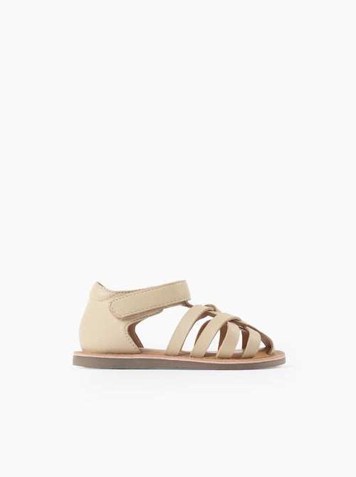 Cangrejeras de piel con tiras cruzadas - Kiabi