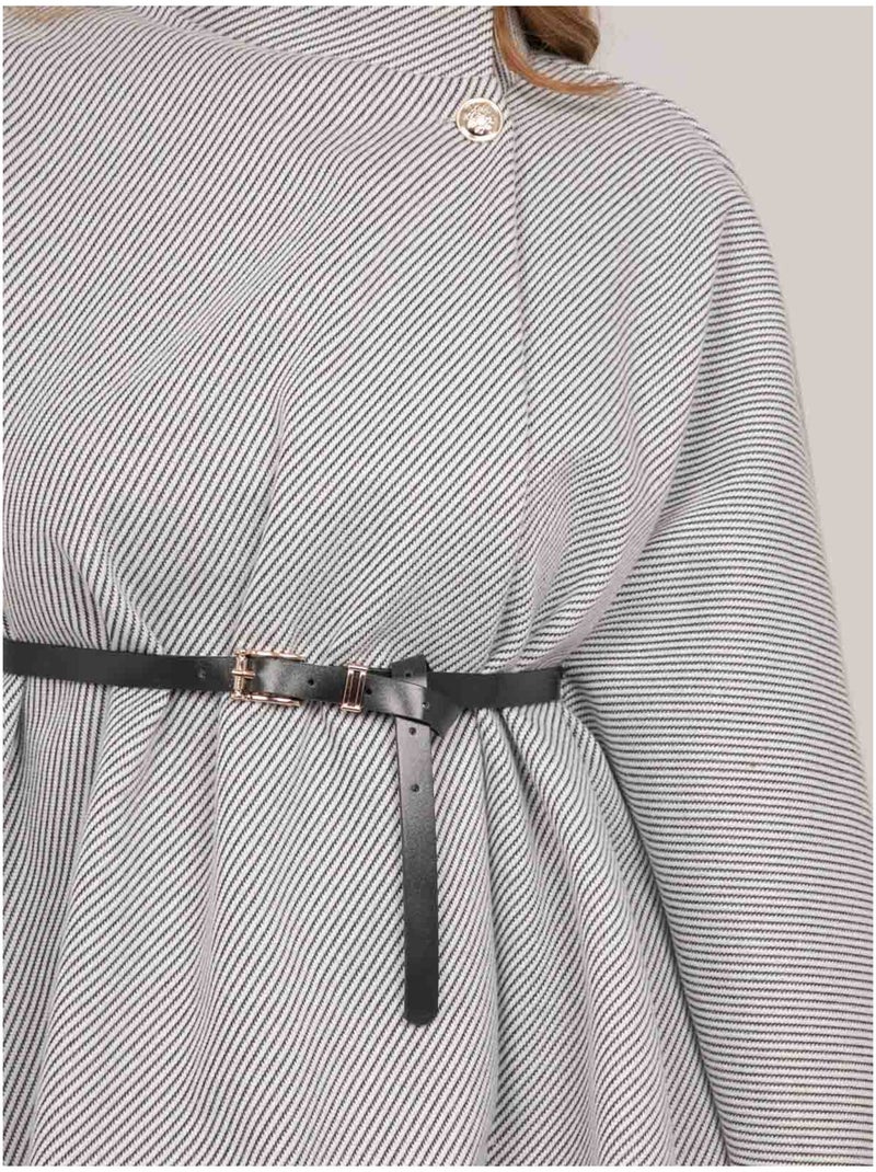 Capa con cinturón, cuello alto y mangas acampanadas urolie Gris - Kiabi