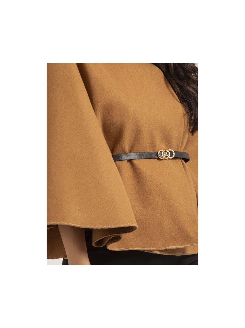 Capa corta con cinturón UMILIA Marrón caramelo - Kiabi