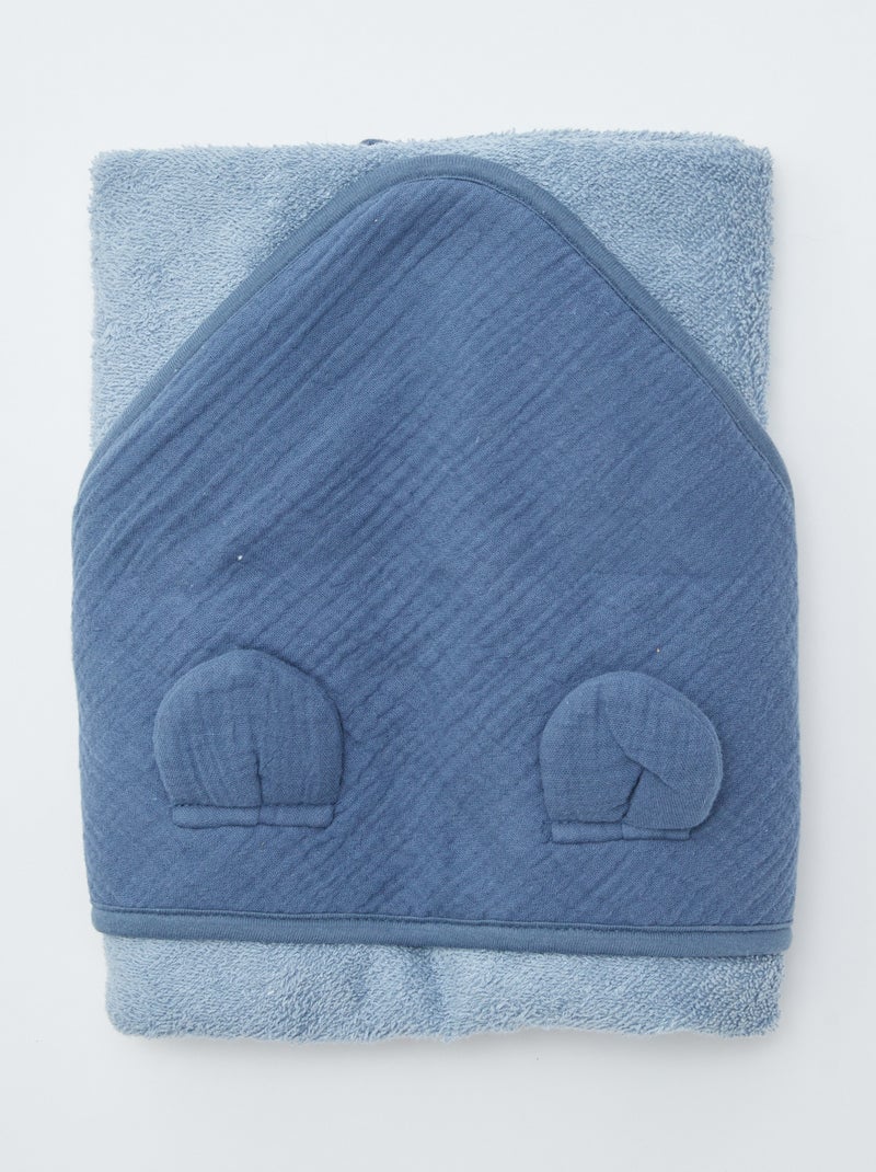 Capa de baño de gasa de algodón AZUL - Kiabi