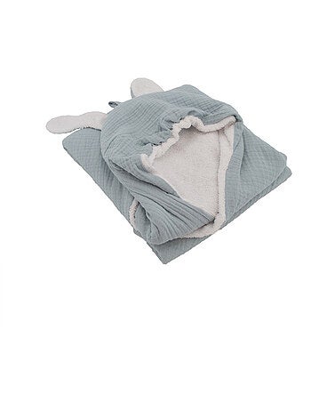 Capa de baño de muselina de algodón con orejas de conejo
