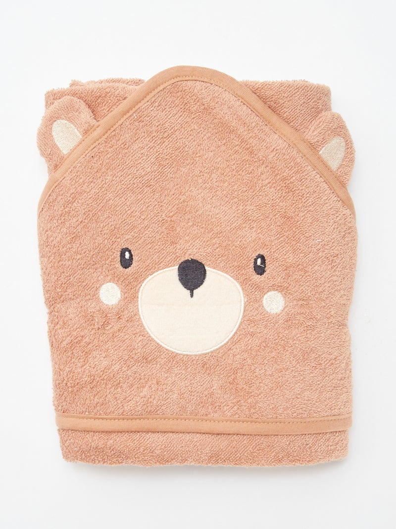 Capa de baño de rizo con orejas de animales MARRON - Kiabi