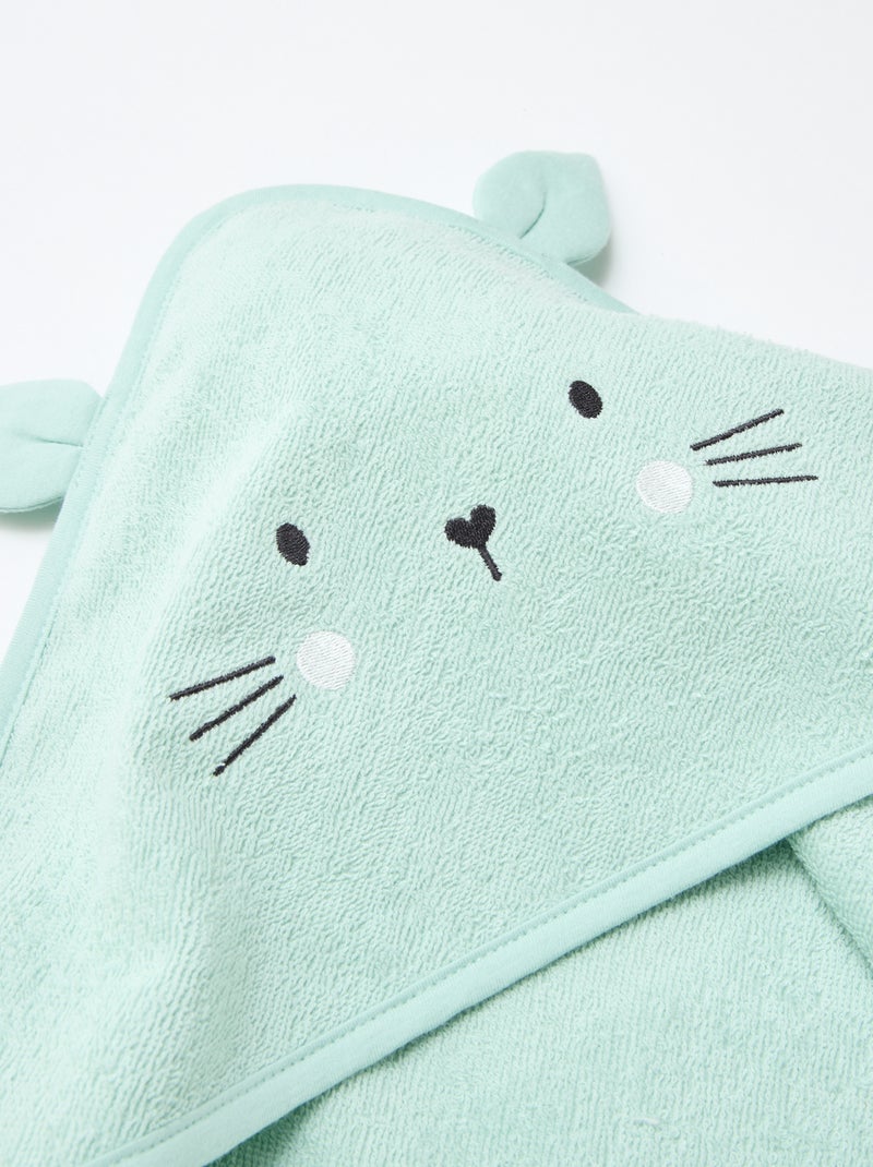 Capa de baño de rizo con orejitas de animales Azul - Kiabi