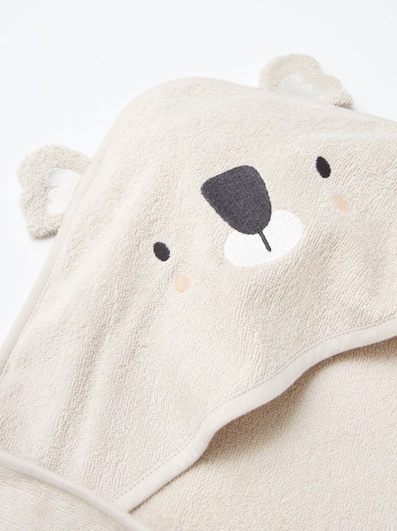 Capa de baño de rizo con orejitas de animales Gris - Kiabi