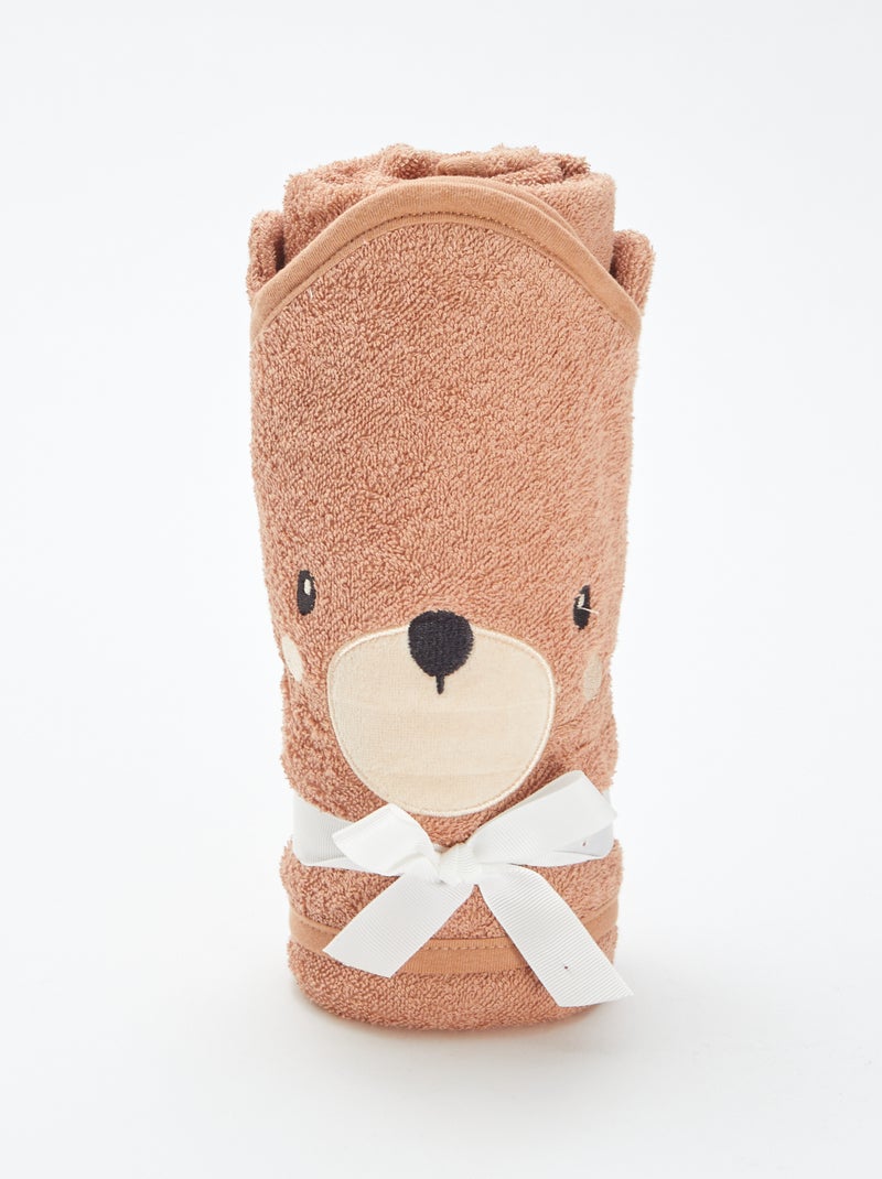 Capa de baño de rizo con orejitas de animales MARRON - Kiabi