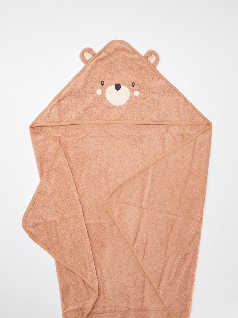 Capa de baño de rizo con orejitas de animales MARRON - Kiabi