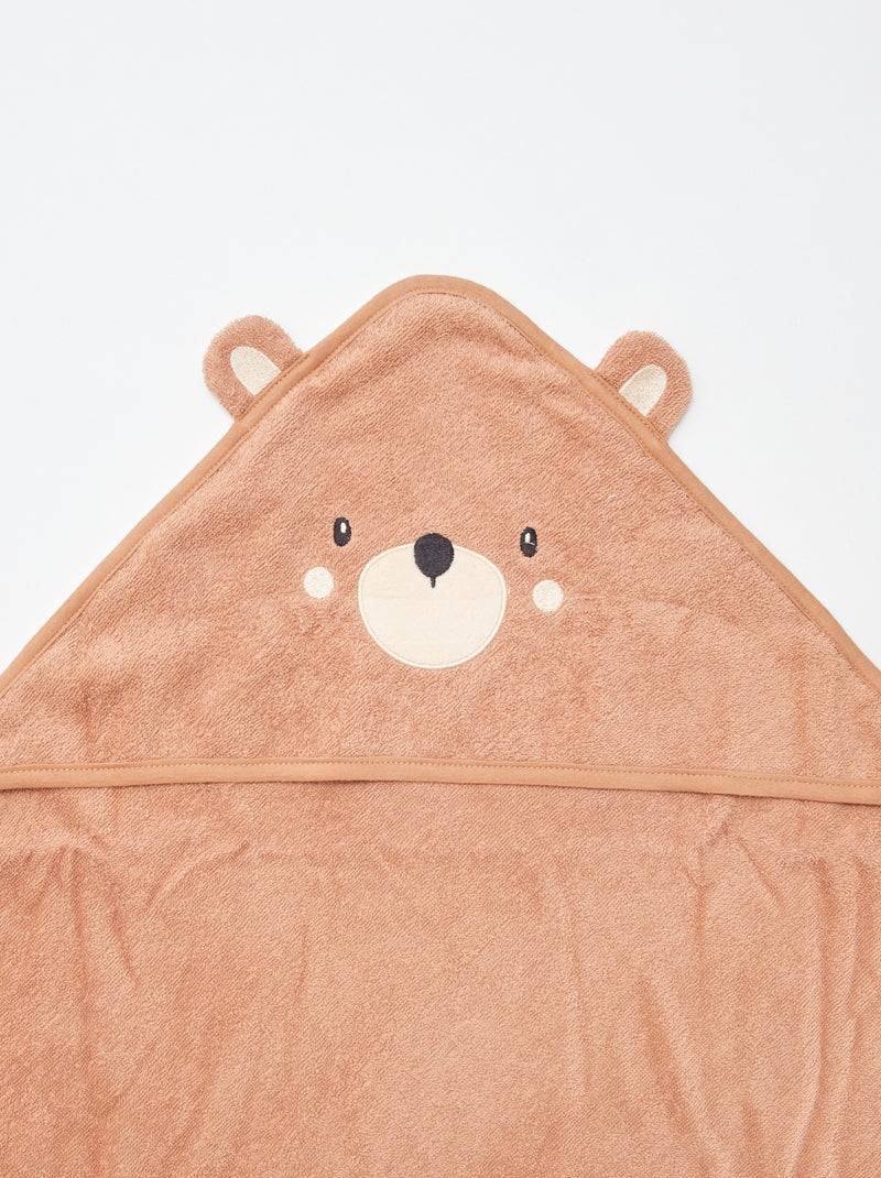 Capa de baño de rizo con orejitas de animales MARRON - Kiabi