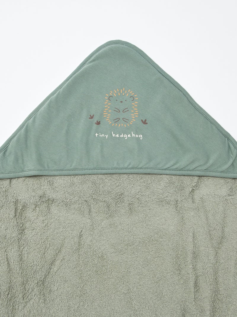 Capa de baño de rizo estampada - 75 x 75 cm VERDE - Kiabi