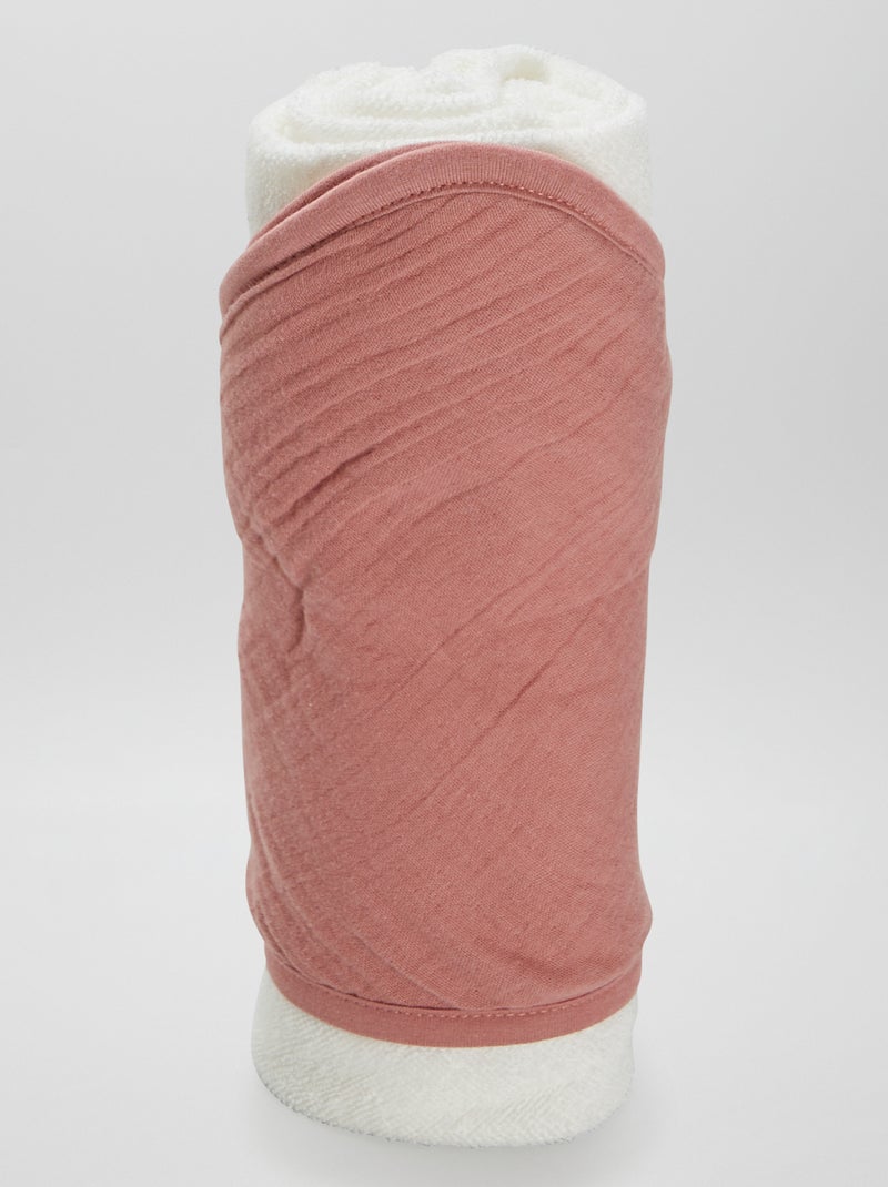 Capa de baño de rizo y gasa de algodón ROSA - Kiabi