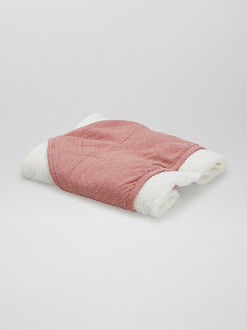 Capa de baño de rizo y gasa de algodón ROSA - Kiabi