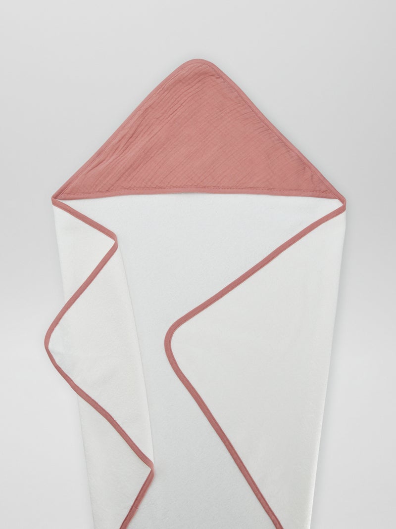 Capa de baño de rizo y gasa de algodón ROSA - Kiabi