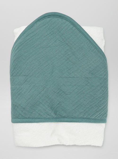 Capa de baño de rizo y gasa de algodón - Kiabi