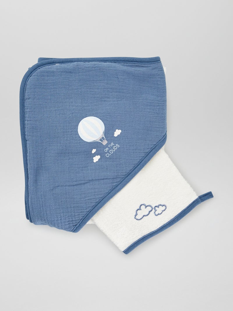 Capa de baño + manopla - 2 piezas AZUL - Kiabi