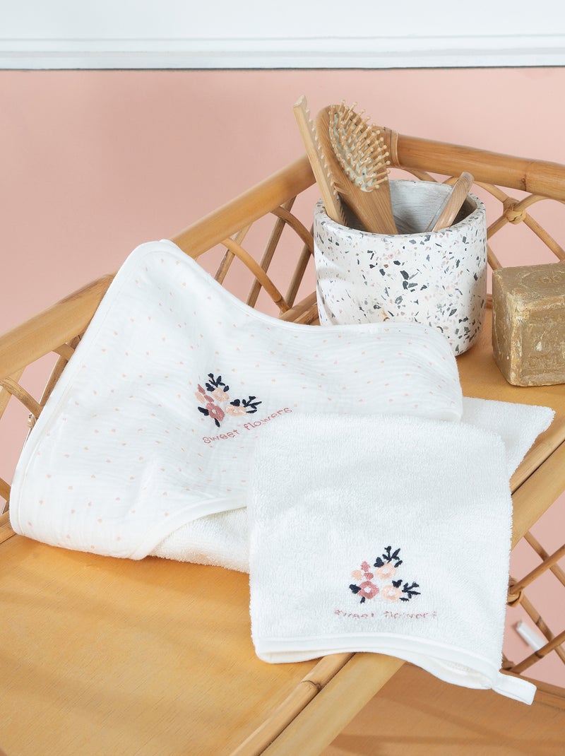 Capa de baño + manopla - 2 piezas BLANCO - Kiabi