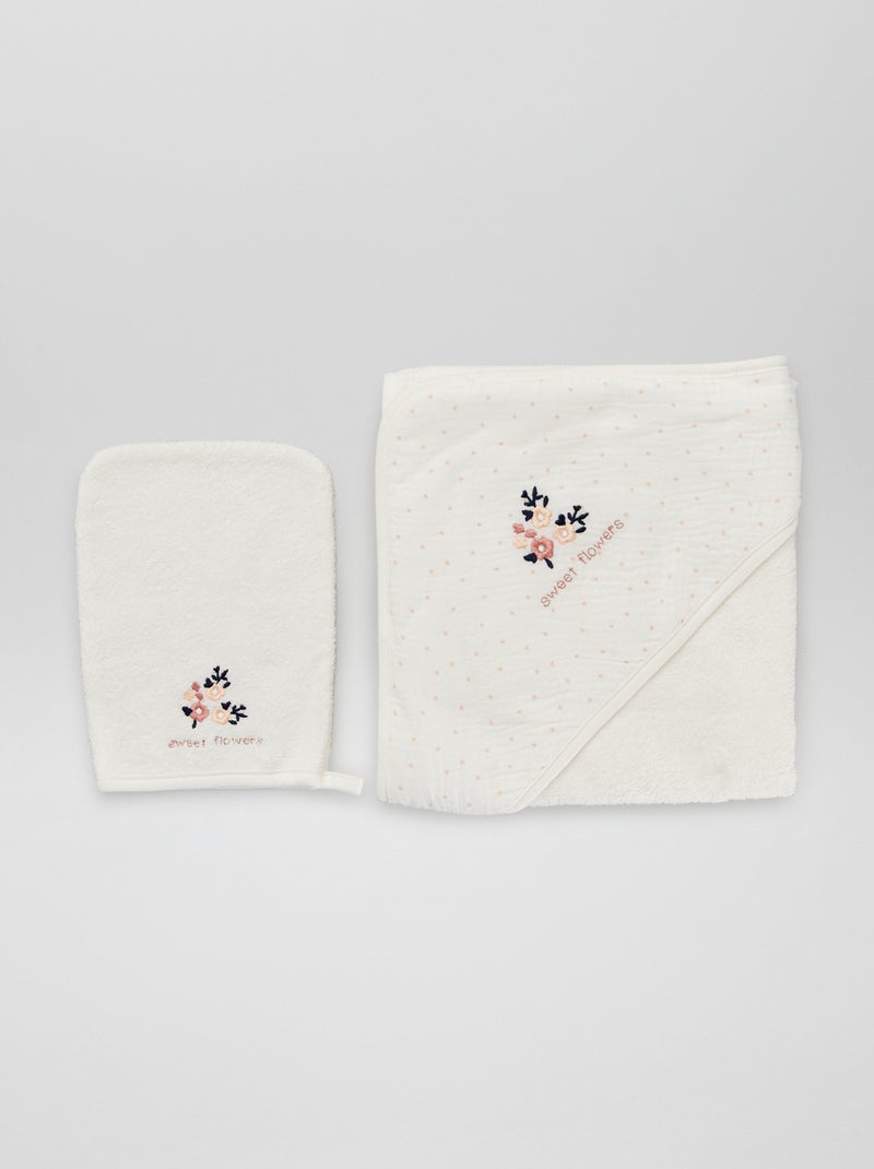 Capa de baño + manopla - 2 piezas BLANCO - Kiabi