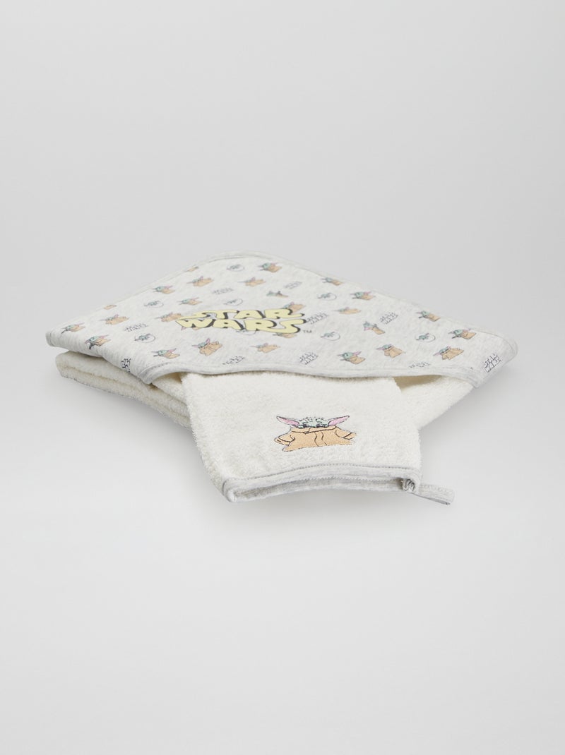 Capa de baño + manopla 'Baby Yoda' GRIS - Kiabi