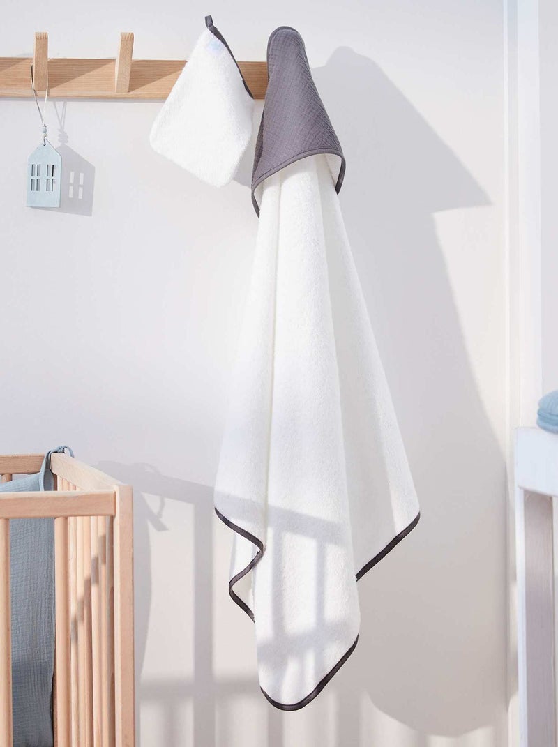 Capa de baño + manopla GRIS - Kiabi