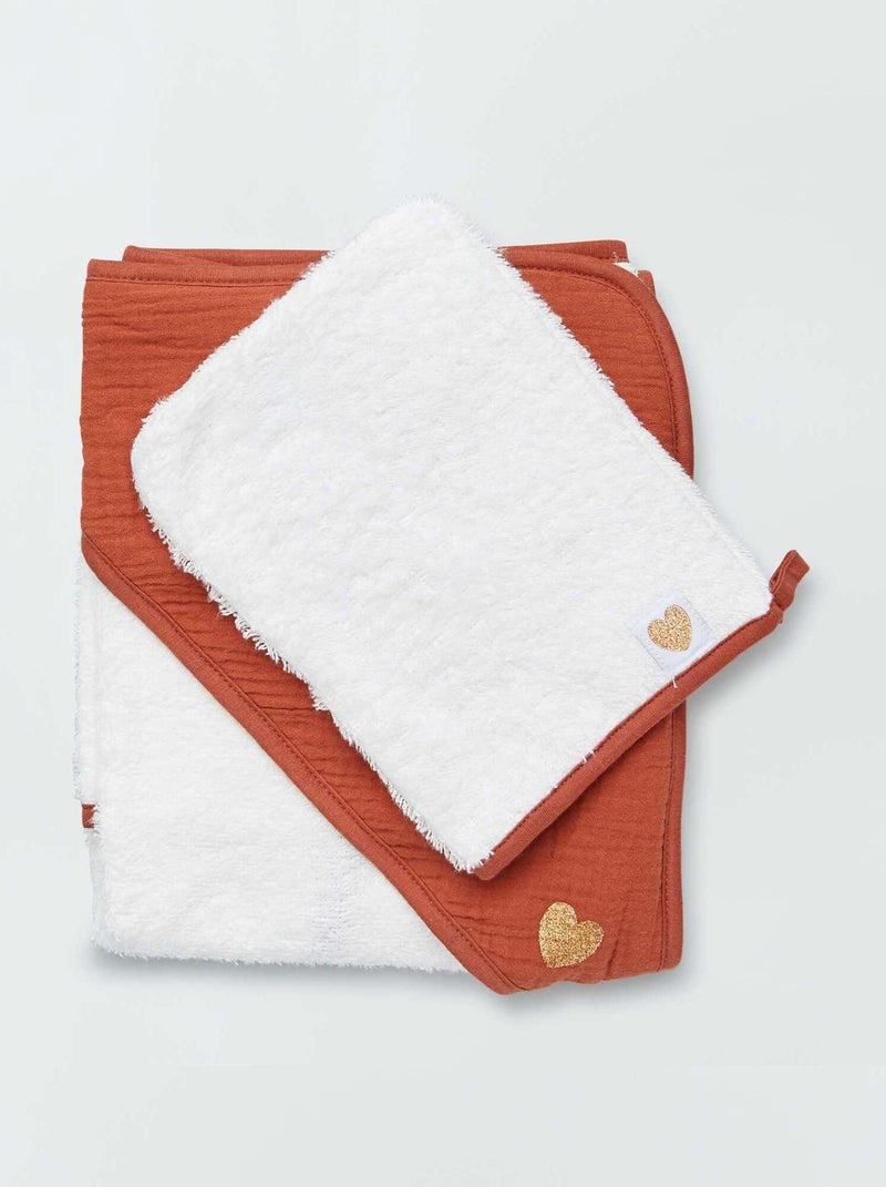 Capa de baño + manopla ROJO - Kiabi