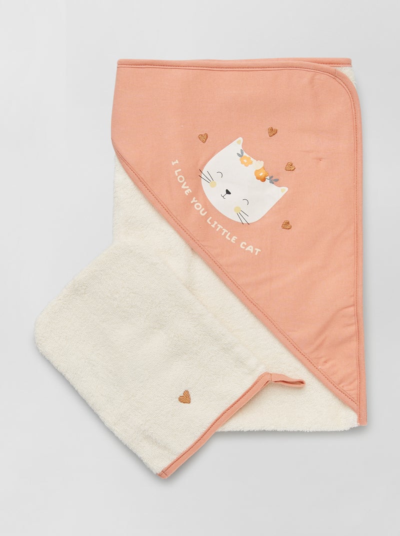 Capa de baño + manopla ROSA - Kiabi