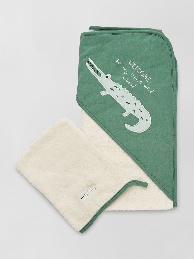 Capa de baño + manopla VERDE - Kiabi