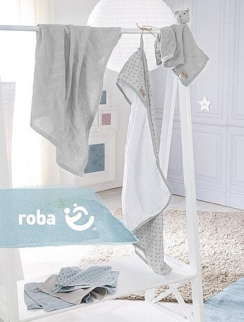 Capa de baño para bebé + 5 toallas pequeñas + toalla y peluche en algodón orgánico 'Roba lil planet'