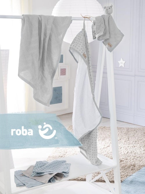 Capa de baño para bebé + 5 toallas pequeñas + toalla y peluche en algodón orgánico 'Roba lil planet' - Kiabi