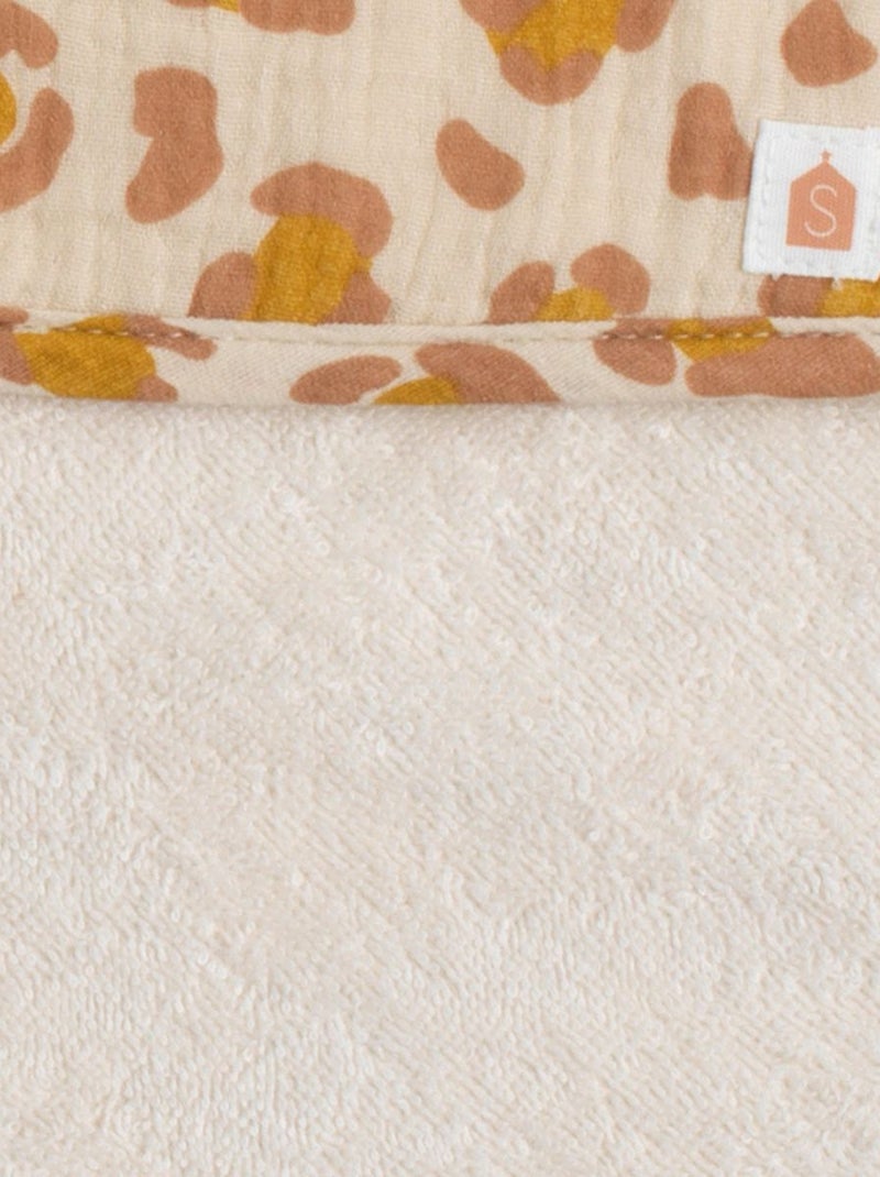 Capa de baño para bebé en gasa de algodón con manopla de - SAUTHON Beige/Rosa - Kiabi