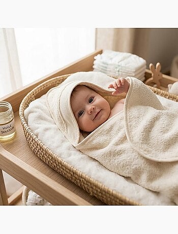 Capa de baño para bebé para bordar con tela Aïda – Aidelle