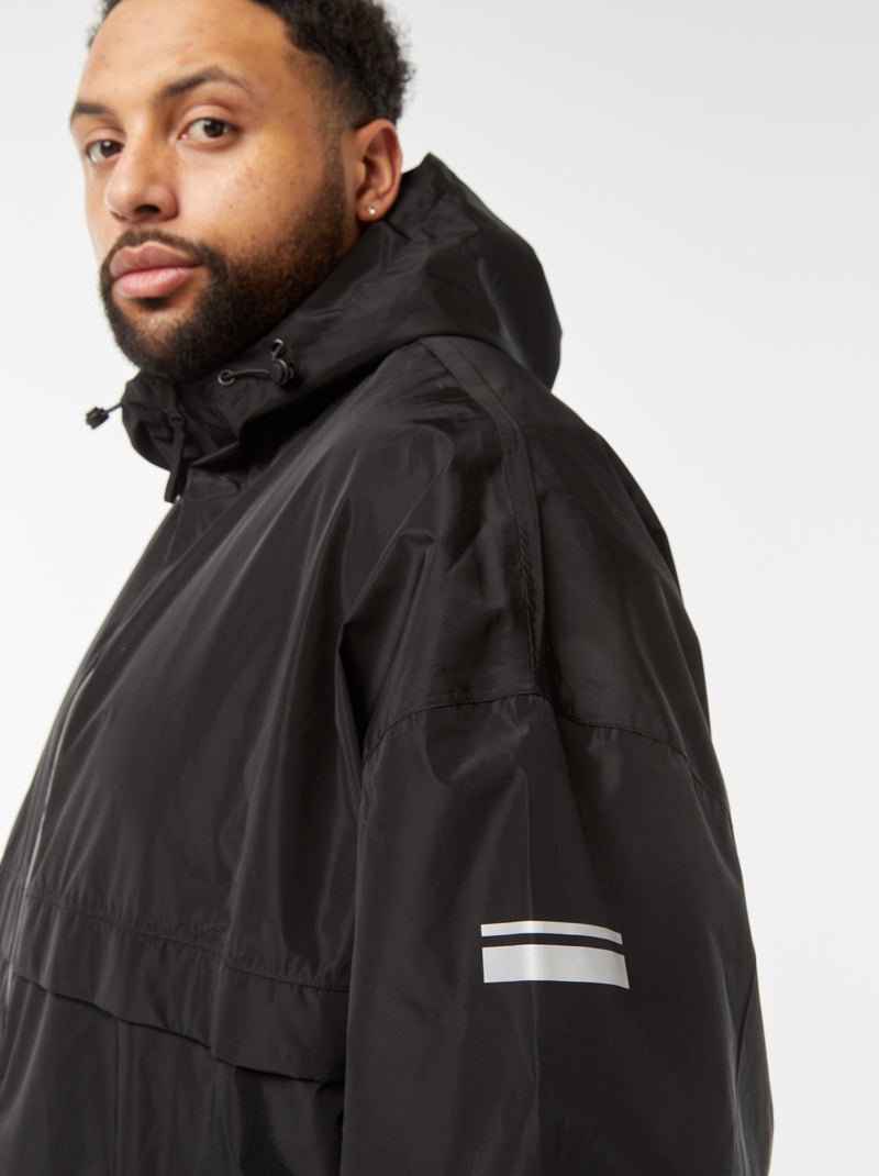 Capa de lluvia larga con capucha negro - Kiabi