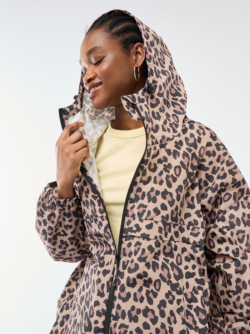 Capa de lluvia repelente al agua con capucha Beige - Kiabi
