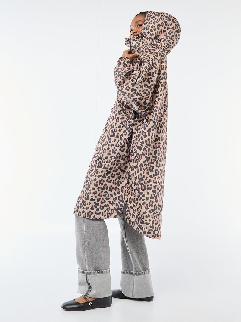 Capa de lluvia repelente al agua con capucha Beige - Kiabi