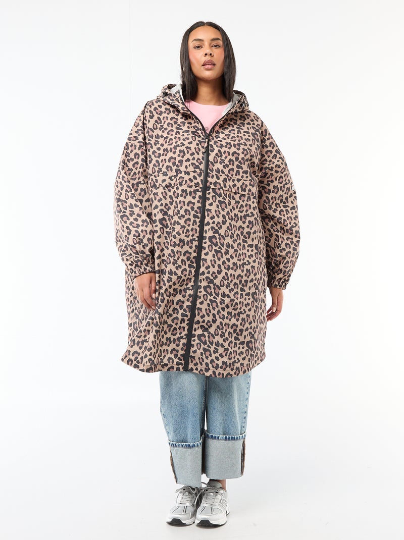 Capa de lluvia repelente al agua con capucha Beige - Kiabi