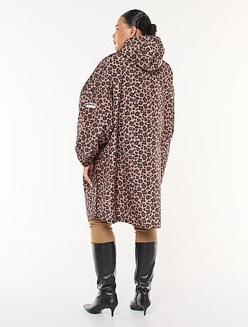 Capa de lluvia repelente al agua con estampado de leopardo