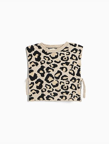 Capa de punto con estampado animal, mo fashion