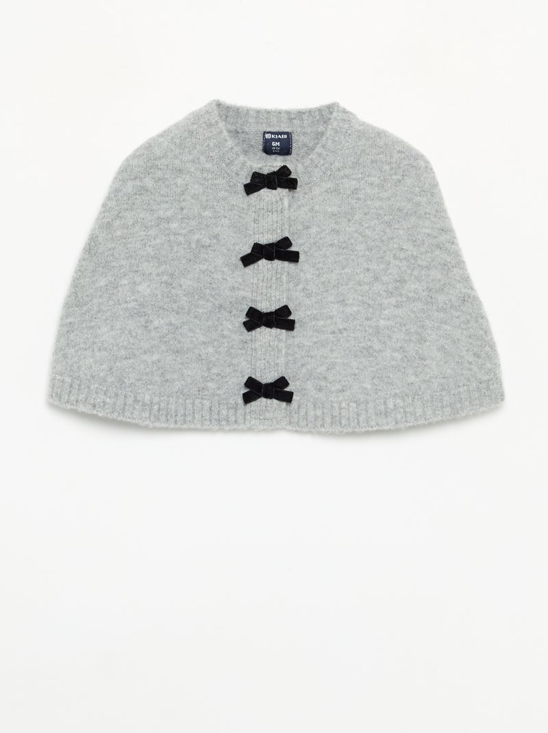 Capa de punto con lazos de terciopelo Gris - Kiabi