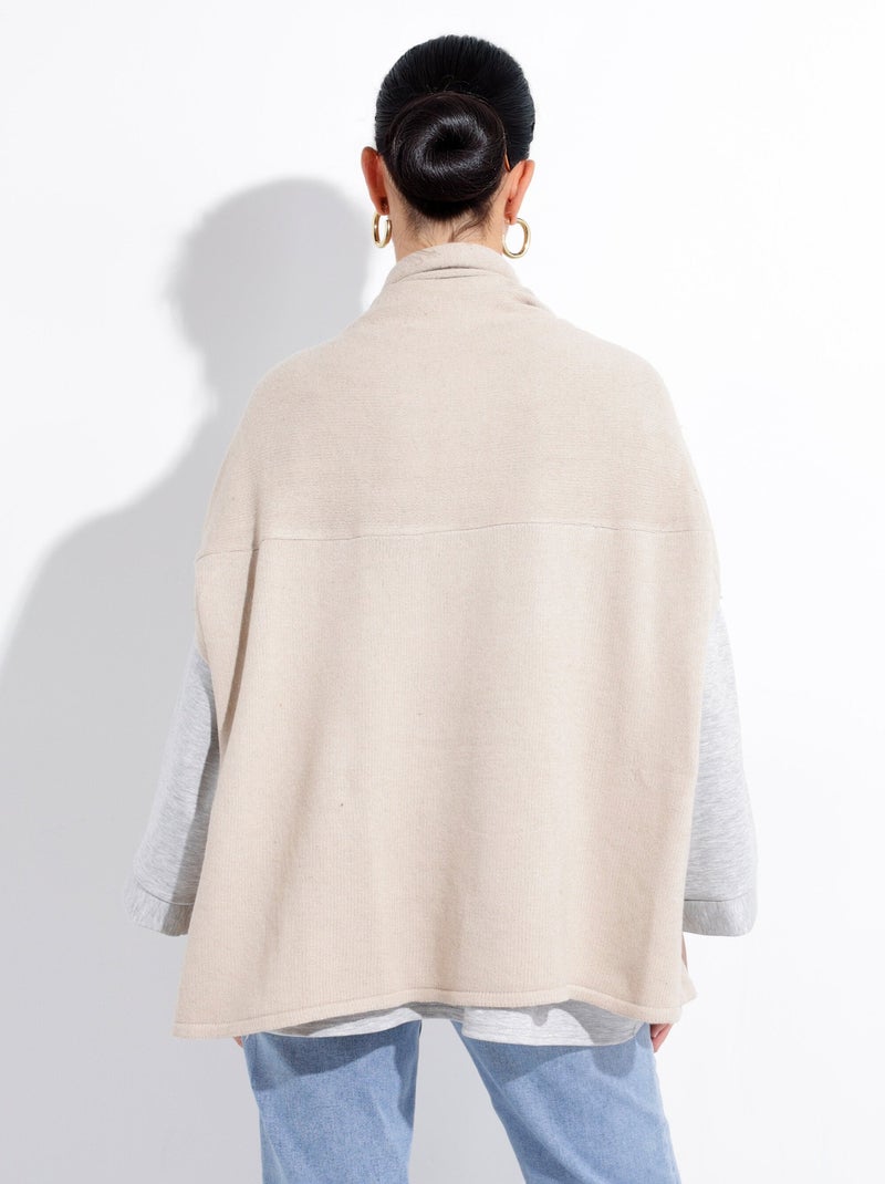 Capa tipo poncho de punto cálida con lana - AFIBEL Beige - Kiabi