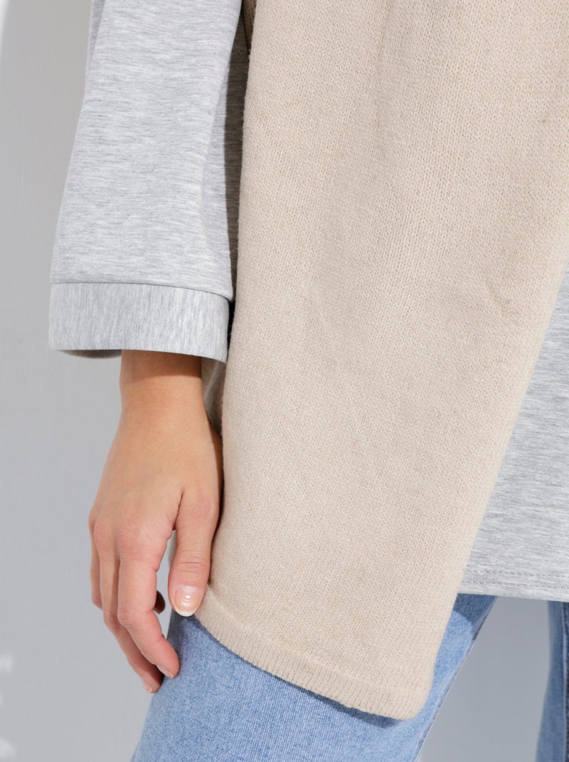 Capa tipo poncho de punto cálida con lana - AFIBEL Beige - Kiabi