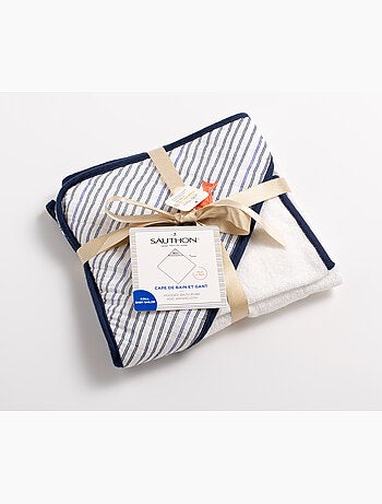 Capa y guante de baño de doble gasa de algodón y - SAUTHON