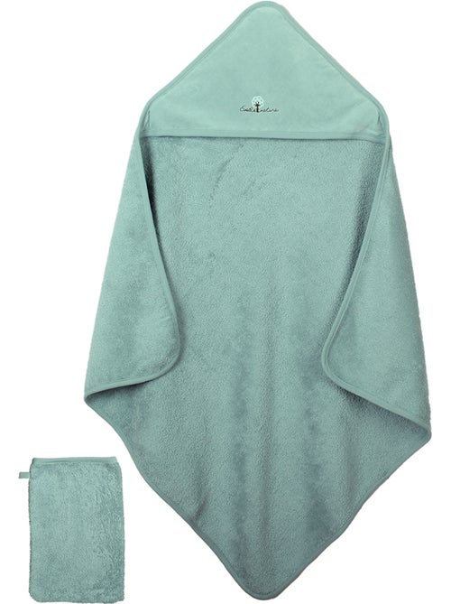 Capa y manopla de baño de algodón orgánico - Kiabi