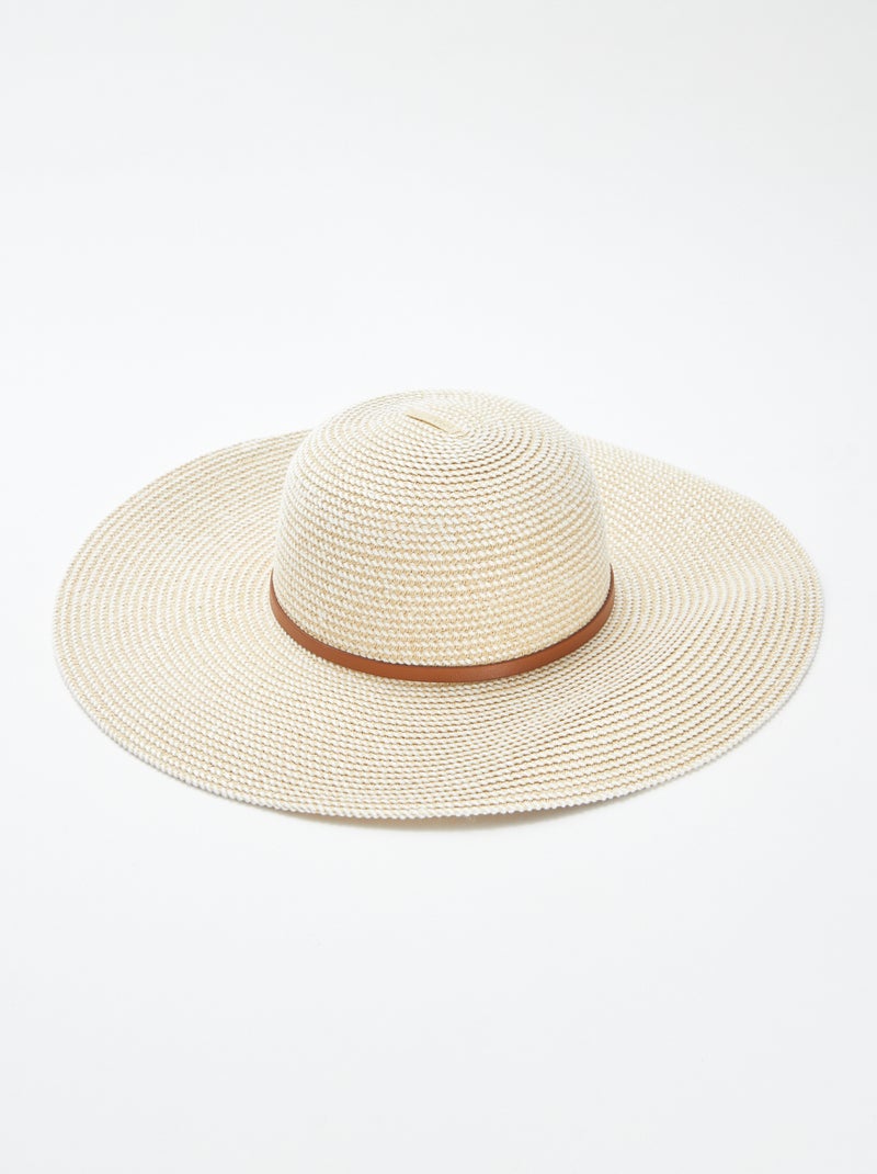 Capelina efecto rafia trenzada con hilo blanco beige - Kiabi