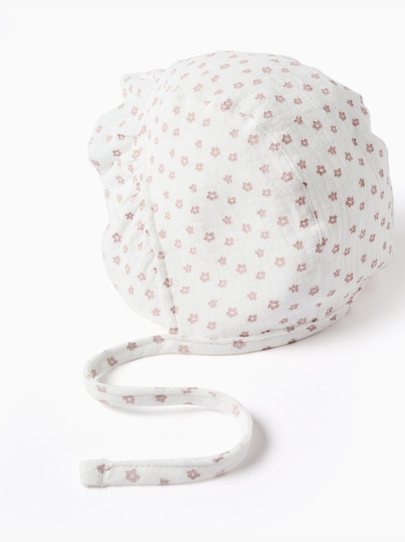 Capota de algodón con motivo floral y tiras Blanco - Kiabi