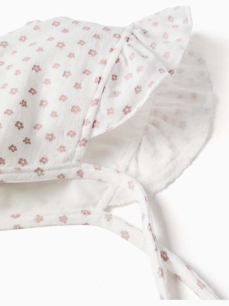 Capota de algodón con motivo floral y tiras Blanco - Kiabi
