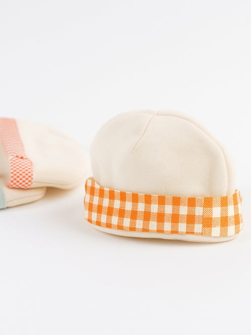 Capota de Nacimiento de Algodón Biológico Blanco y Vichy - Kiabi