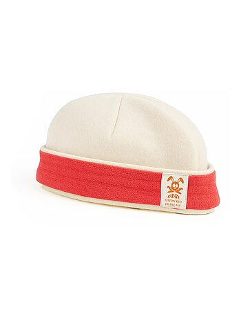 Capota de nacimiento de algodón orgánico Blanco y Fresa