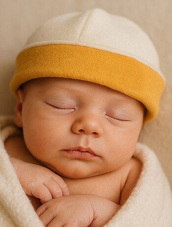 Capota de nacimiento de algodón orgánico Blanco y Fresa